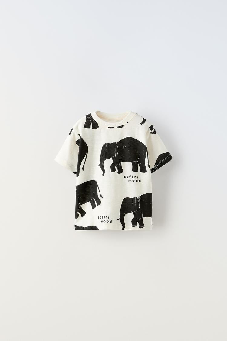 Boy's Elephant Print Half-Sleeve T-Shirt