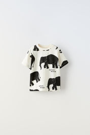 Boy's Elephant Print Half-Sleeve T-Shirt