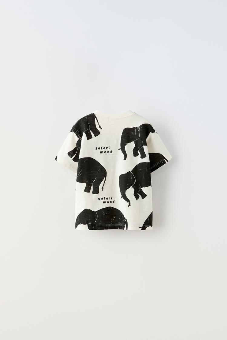 Boy's Elephant Print Half-Sleeve T-Shirt
