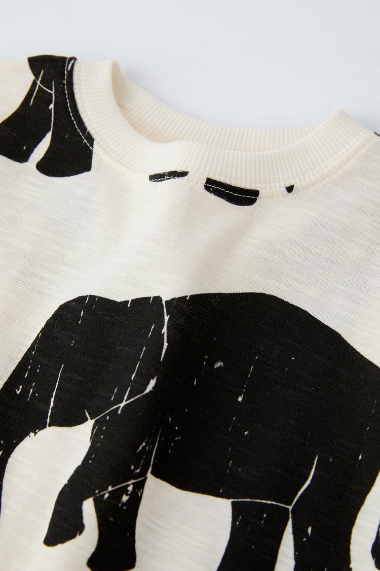 Boy's Elephant Print Half-Sleeve T-Shirt