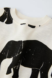 Boy's Elephant Print Half-Sleeve T-Shirt