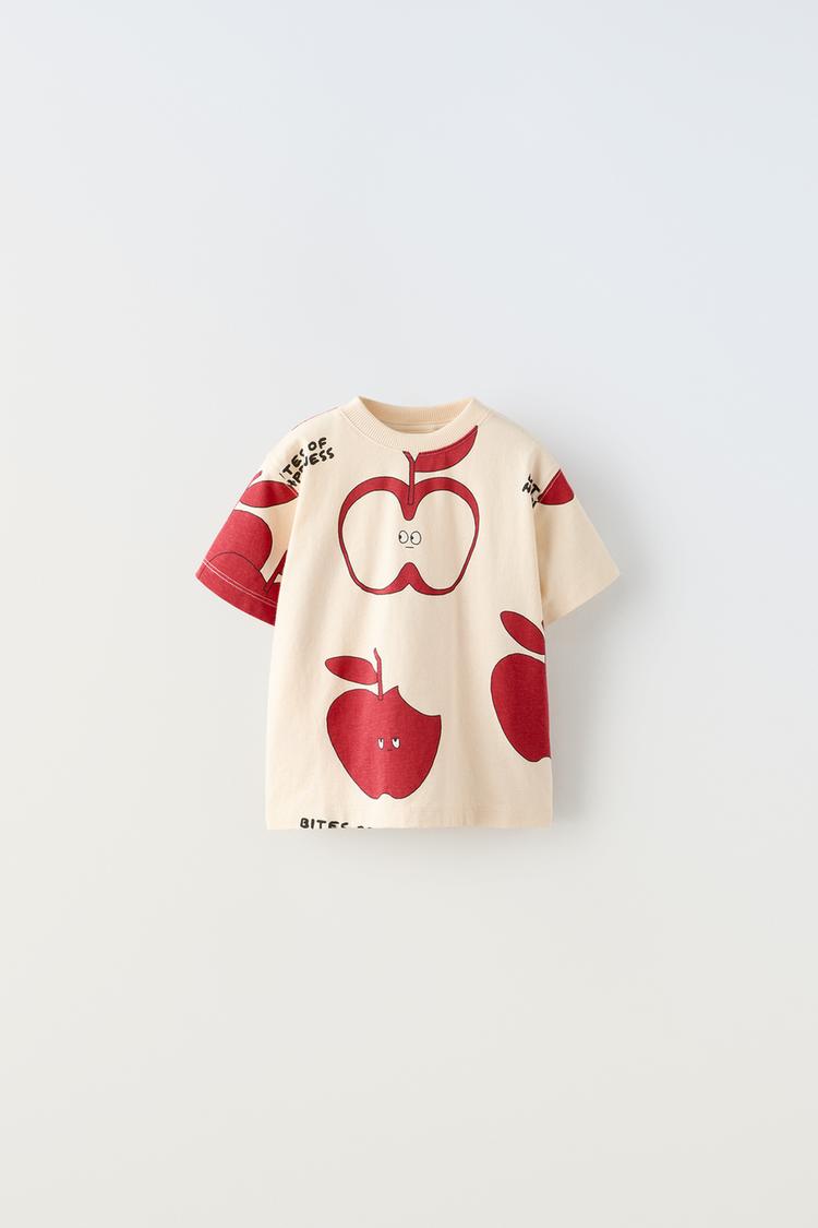 Boy's Apple Print Half-Sleeve T-Shirt