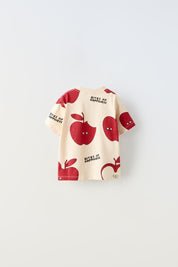 Boy's Apple Print Half-Sleeve T-Shirt