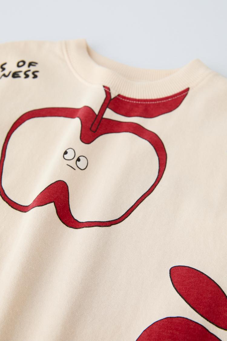 Boy's Apple Print Half-Sleeve T-Shirt