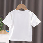 Boy's White Dino Print Half-Sleeve T-Shirt