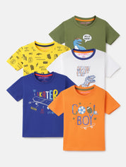 Boy's 5-Pack Dino Print Cotton T-Shirts
