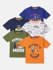 Boy's 5-Pack Mountain Print Cotton T-Shirts