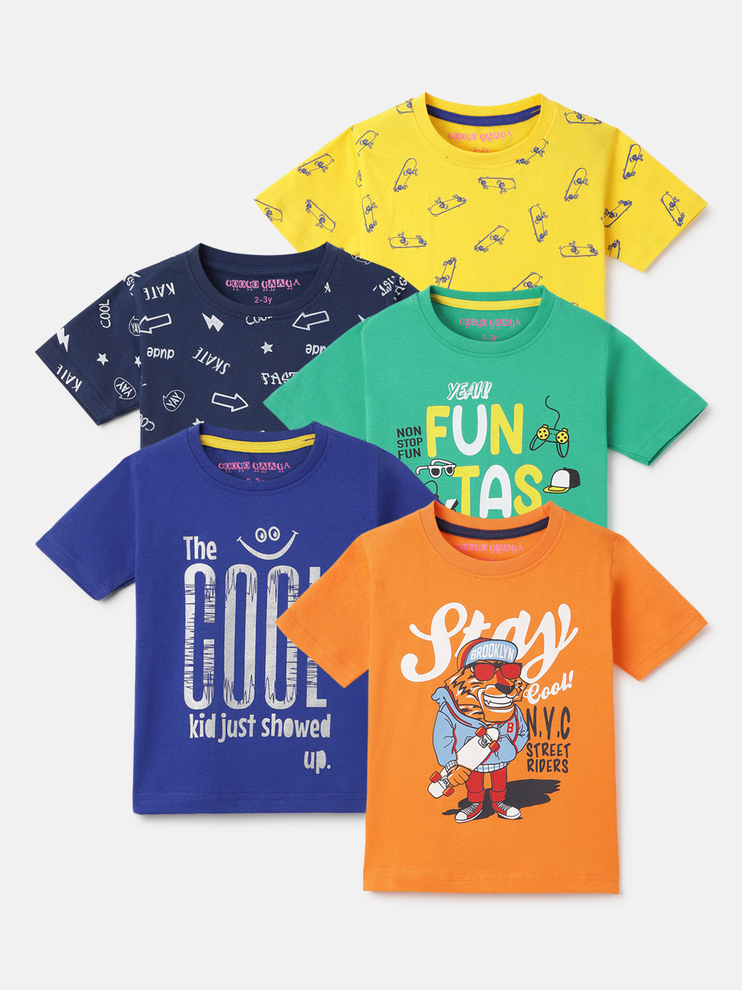 Boy's 5-Pack Cool Print Cotton T-Shirts