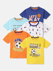 Boy's 5-Pack Basketball Print Cotton T-Shirts