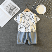 Boy's White Bear Print T-Shirt & Shorts Set