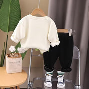 Boys Cotton Full Sleeves Sweatshirt & Joggers Set Pack Of 2  - Cream Hoody & Cream DinoSaur