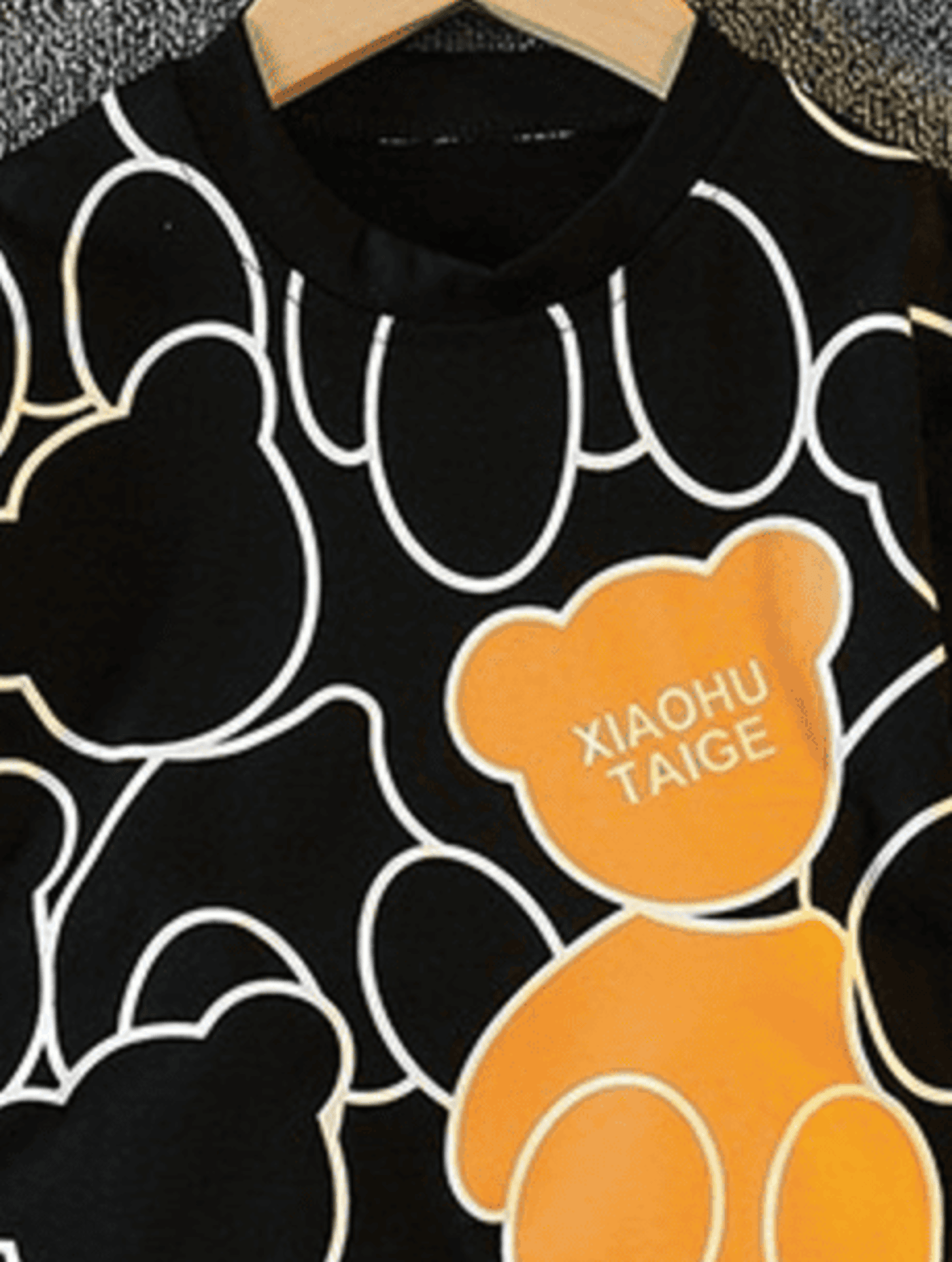 Boy's Black Bear Print T-Shirt & Shorts Set