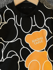 Boy's Black Bear Print T-Shirt & Shorts Set