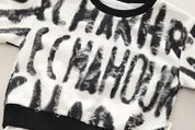 Boy's Black Text Print Sweatshirt & Pants Set