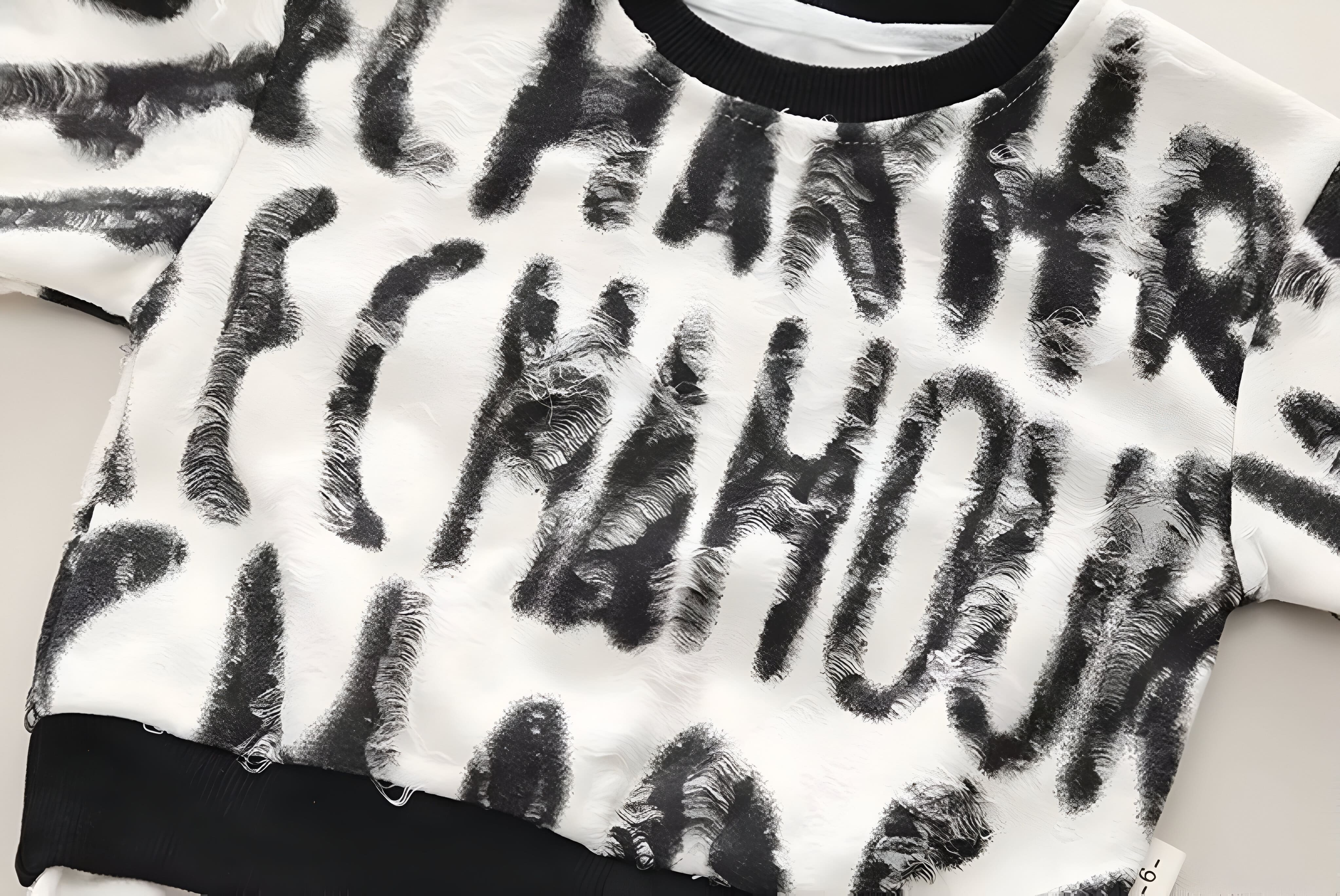 Boy's Black Text Print Sweatshirt & Pants Set