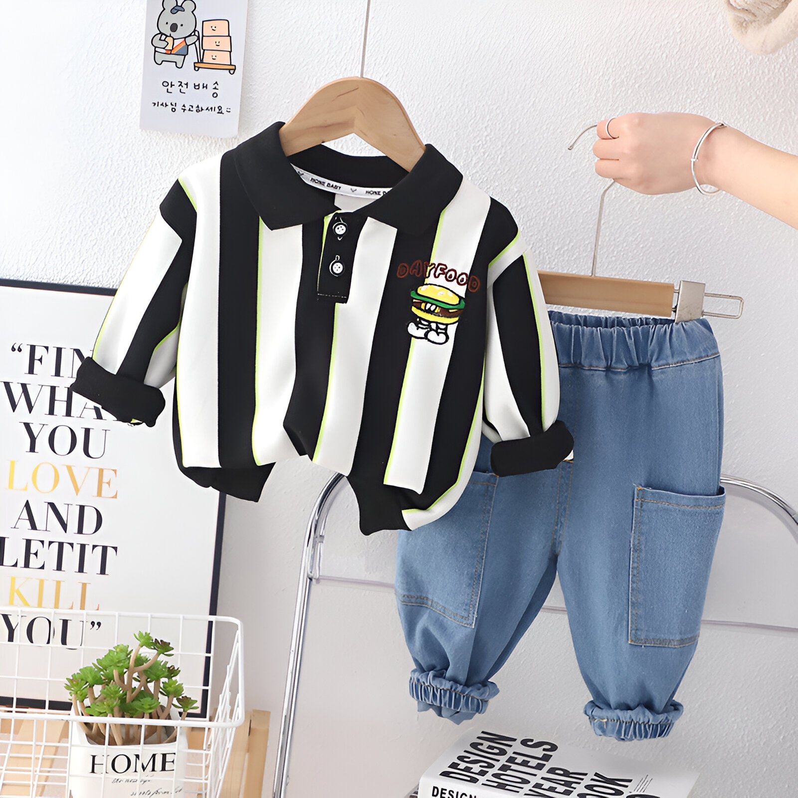 Boys Cotton Winter Wear Pack of 2 Outfits - Green & Black Day food