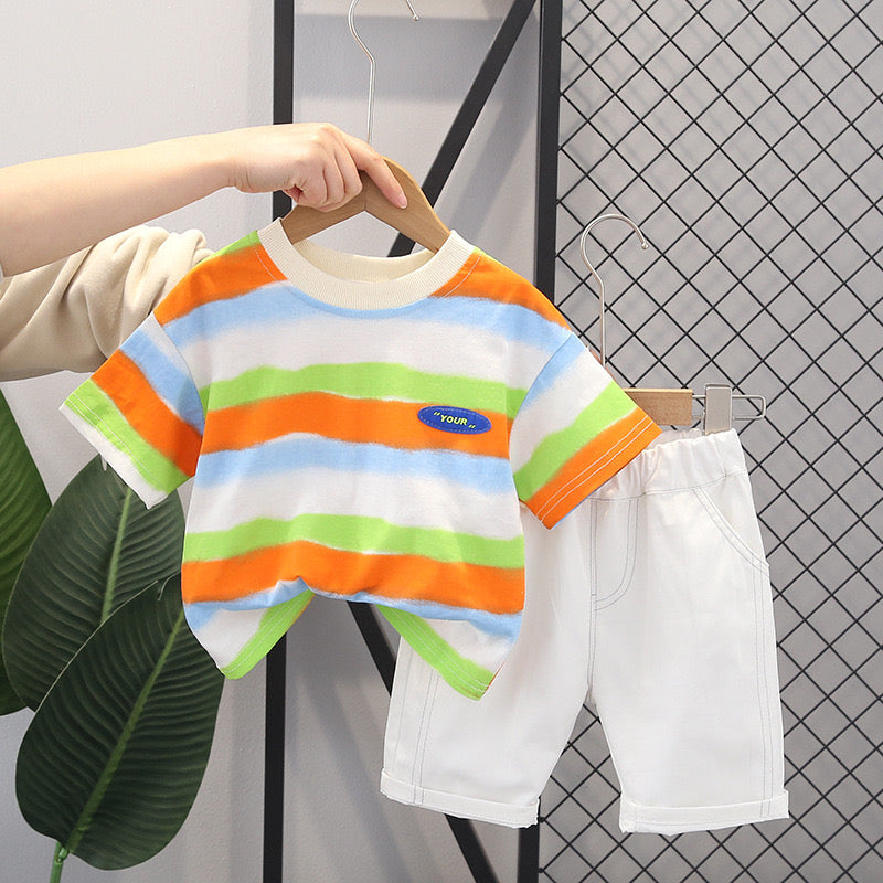 Boy's Multicolor Print T-Shirt & Shorts Set
