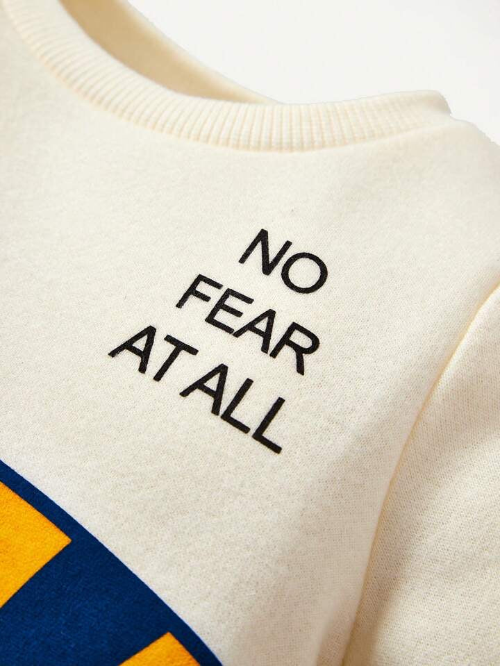 Boy's Cream Lion Print Sweatshirt & Pants Set