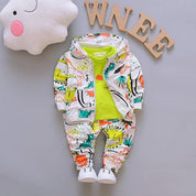 Boy's Multicolor Dino Print Hoodie & Pants Set