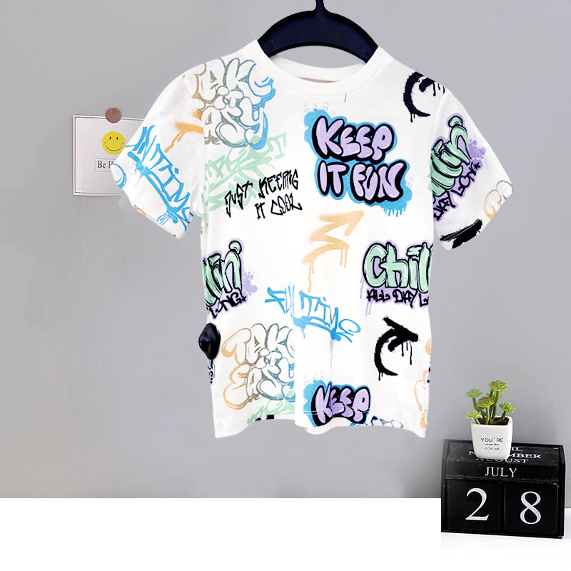 Boy's Fun Print Half-Sleeve T-Shirt