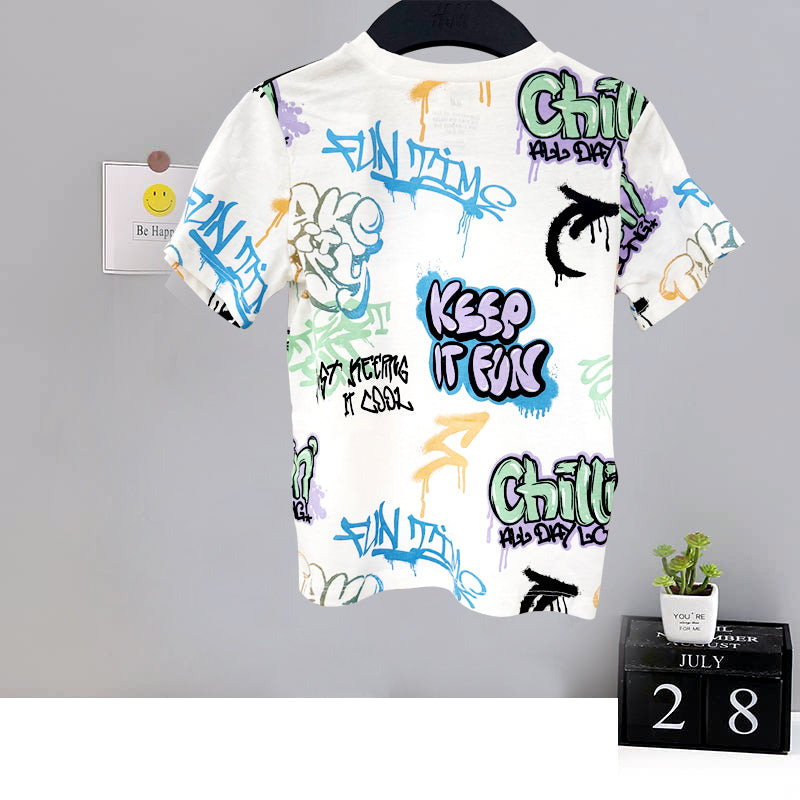 Boy's Fun Print Half-Sleeve T-Shirt