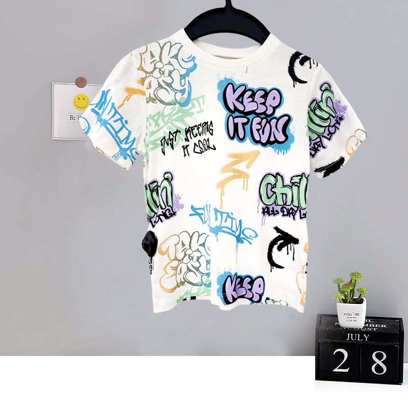 Boy's Fun Print Half-Sleeve T-Shirt