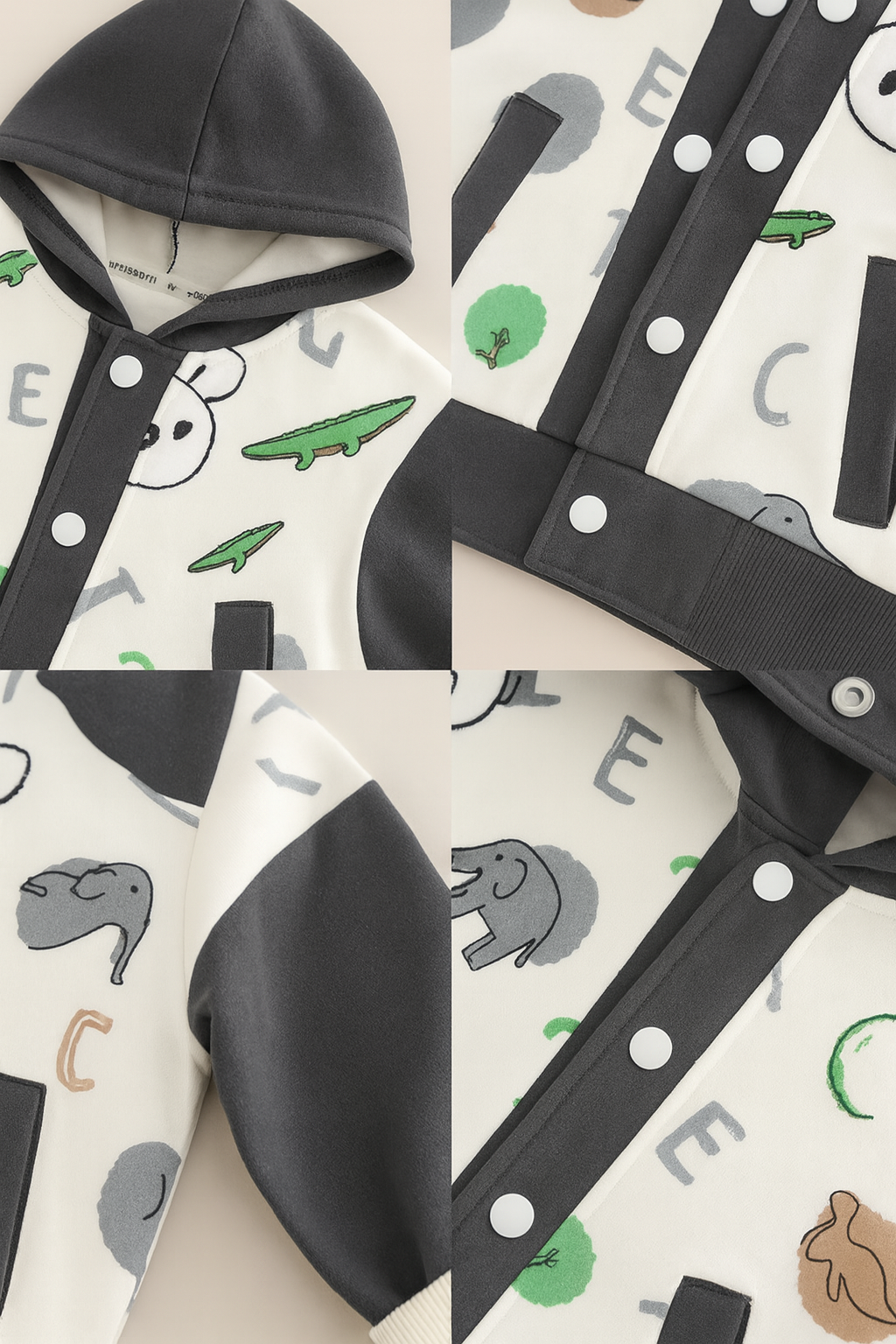 Boys Animal printed Jacket With Sweatshirt And denim Pant