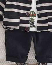 Boys Black Strips print jacket Wuth denim Pant