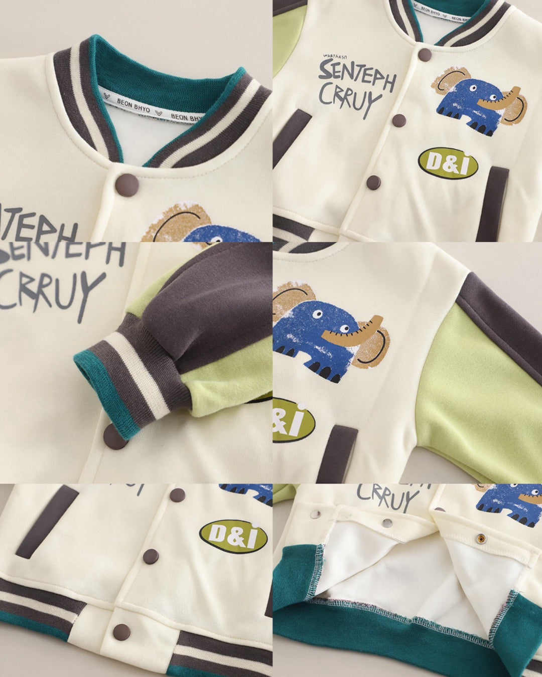 Boys Elephat Printed Jacket & SweaSweatshirt With denim Pant