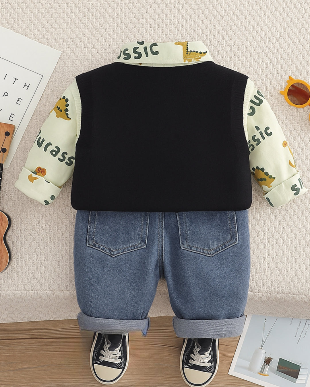 Boys Best Friend Printed Shirt And Denim Pant