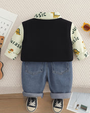 Boys Best Friend Printed Shirt And Denim Pant