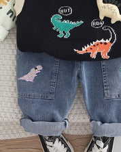 Boys Best Friend Printed Shirt And Denim Pant