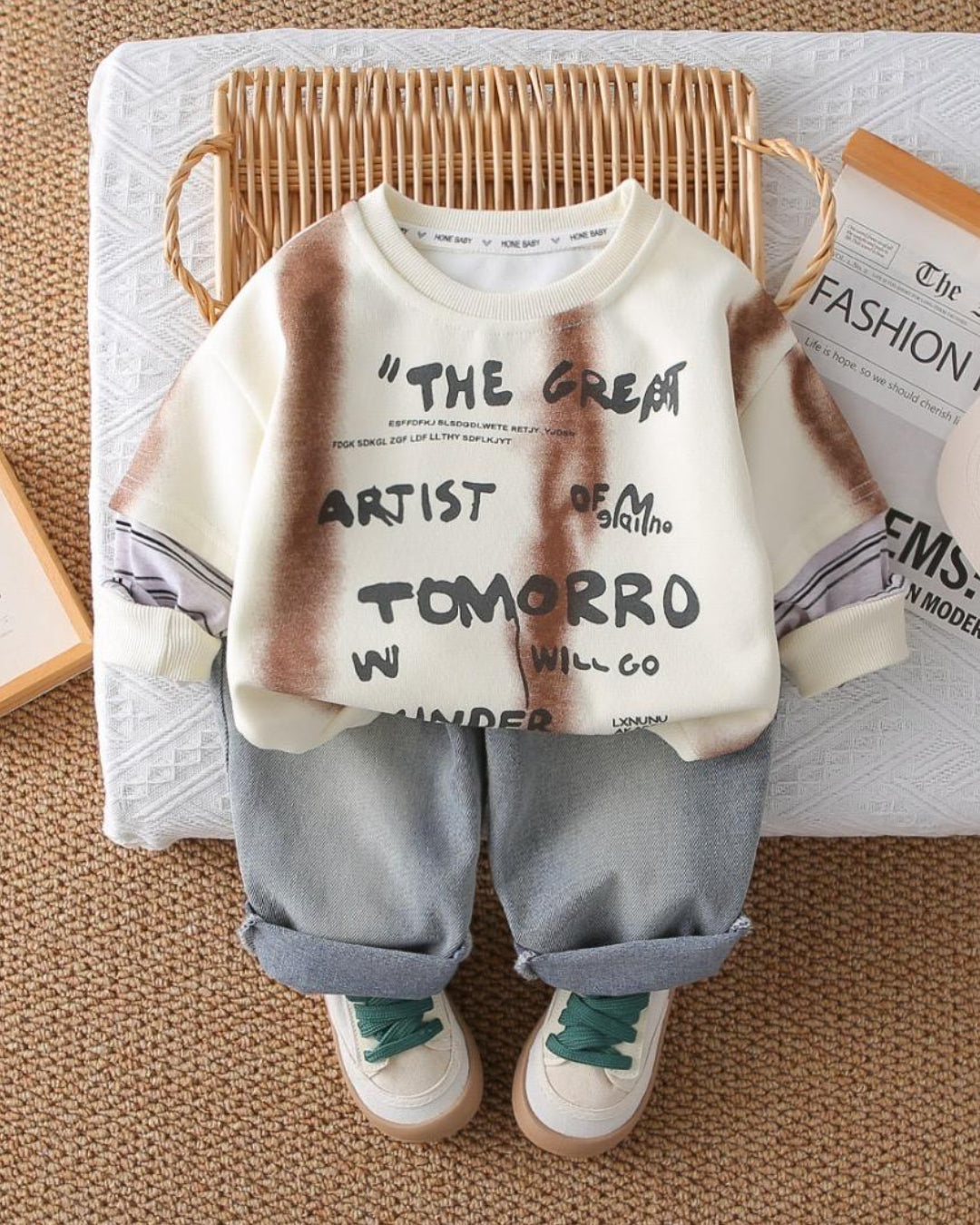Boys Tomorrow Printed Sweatshirt And Denim Pant