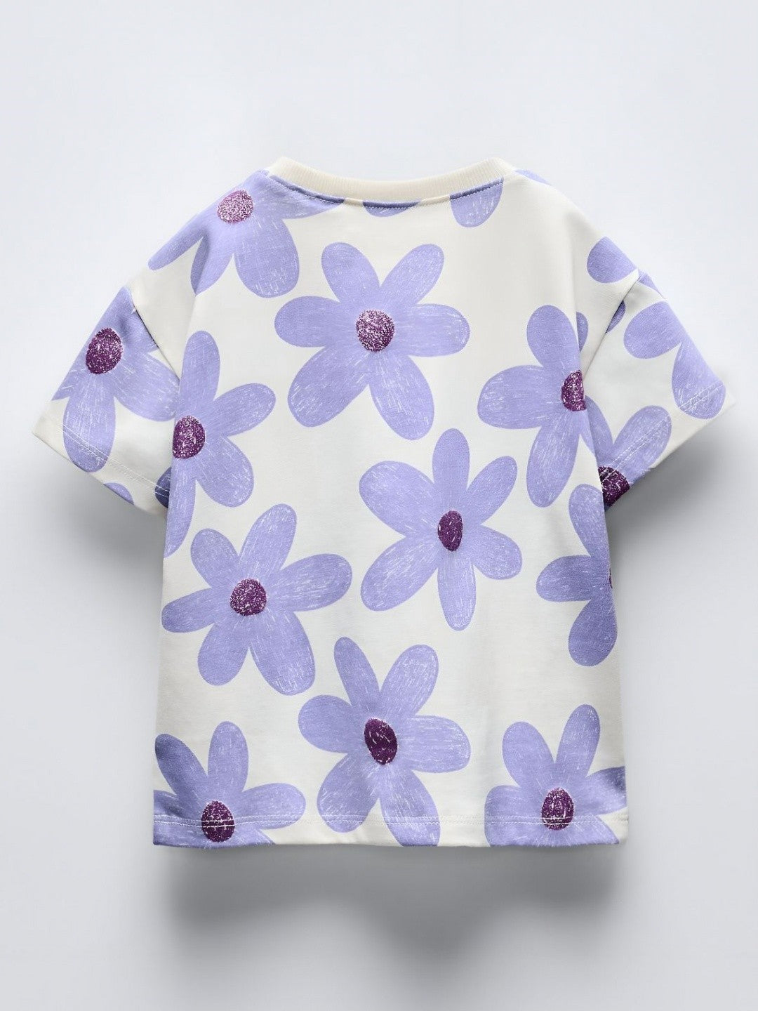 Girls Floral Printed Round Neck Oversized T-shirt