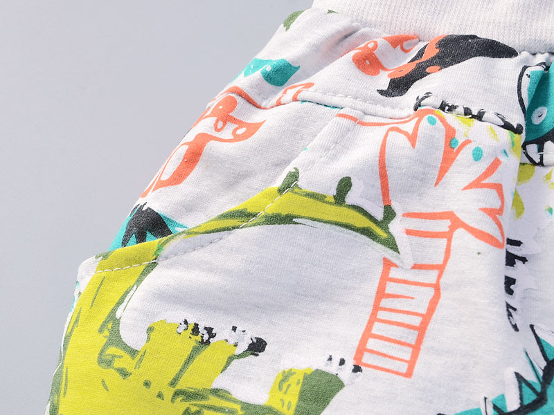 Boy's Multicolor Dino Print Hoodie & Pants Set