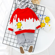 Boy's Red Teddy Print Sweatshirt & Joggers Set