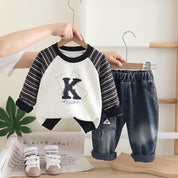 Boys K Printed Sweatshirt And Denim Pant