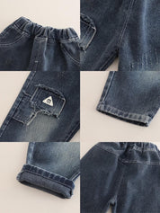 Boys K Printed Sweatshirt And Denim Pant