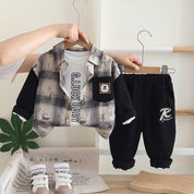 Boys R Printed Jacket And Jogger With Sweatshirt