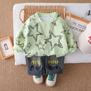 Boys Star Printed SweaSweatshirt and Denim Pant