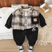 Boys R Printed Jacket And Jogger With Sweatshirt