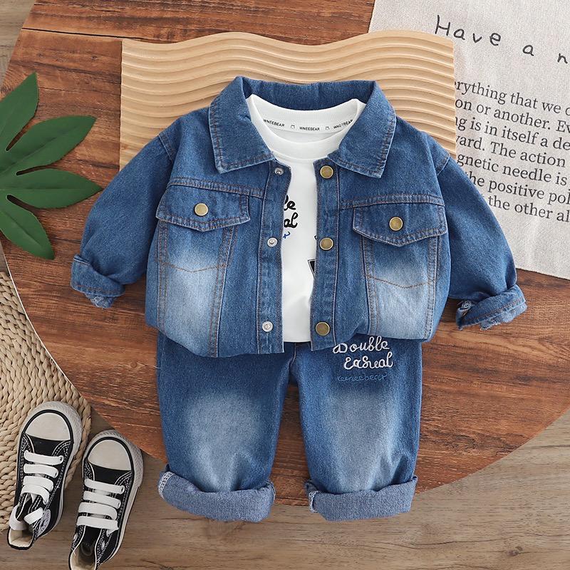 Boys Blue Denim Set with SweaSweatshirt