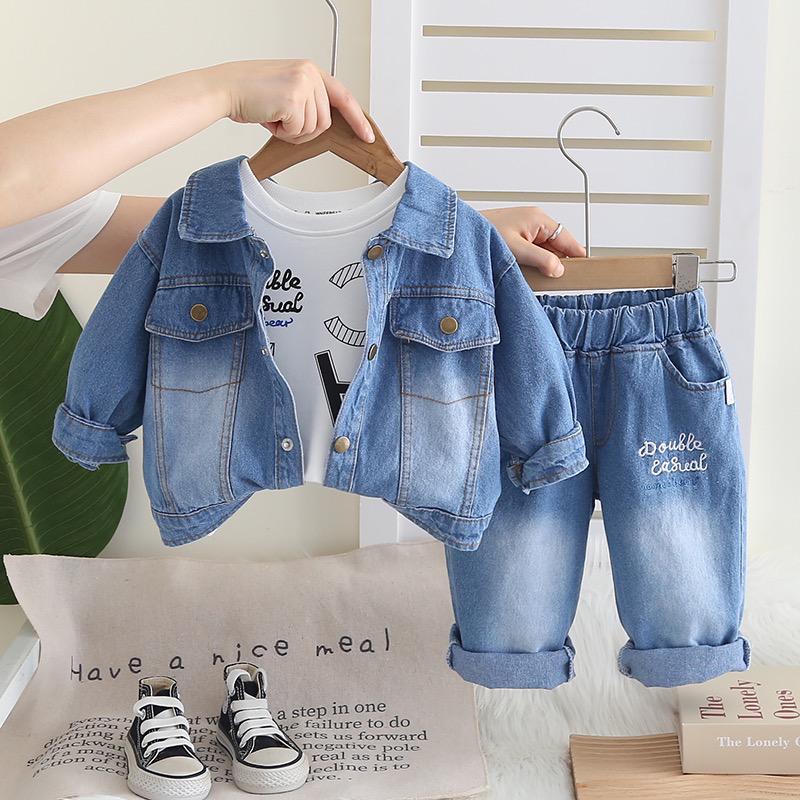 Boys Light Blue Denim Set with SweaSweatshirt