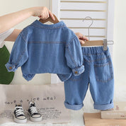 Boys Light Blue Denim Set with SweaSweatshirt
