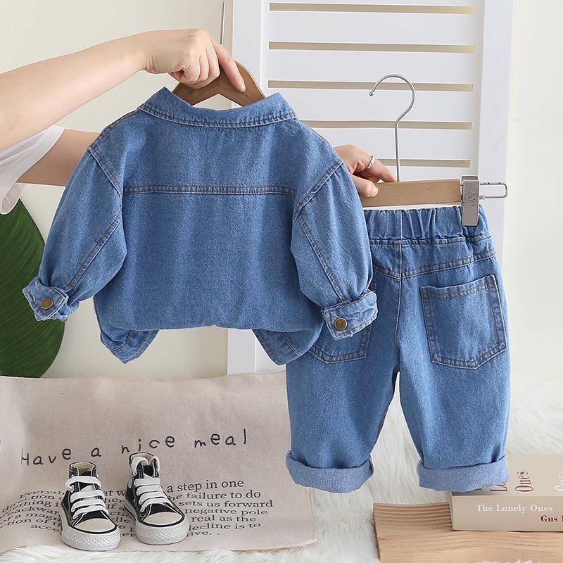 Boys Light Blue Denim Set with SweaSweatshirt