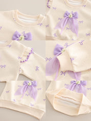 Girls Cream Top With Denim Pant