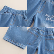 Boys Light Blue Denim Set with SweaSweatshirt