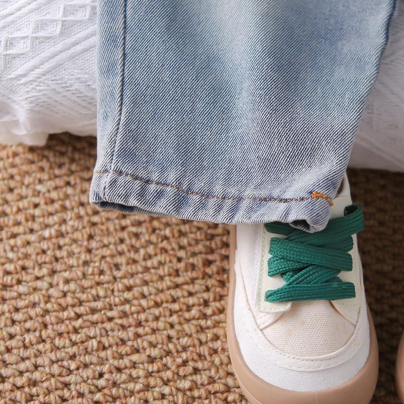 Boys Grey Denim Set with Printed SweaSweatshirt