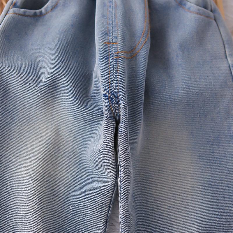 Boys Grey Denim Set with Printed SweaSweatshirt