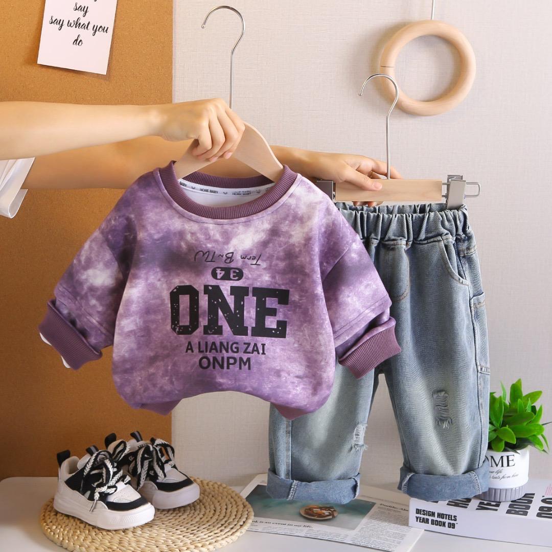 Boys ONE Printed Sweatshirt And Denim Pant